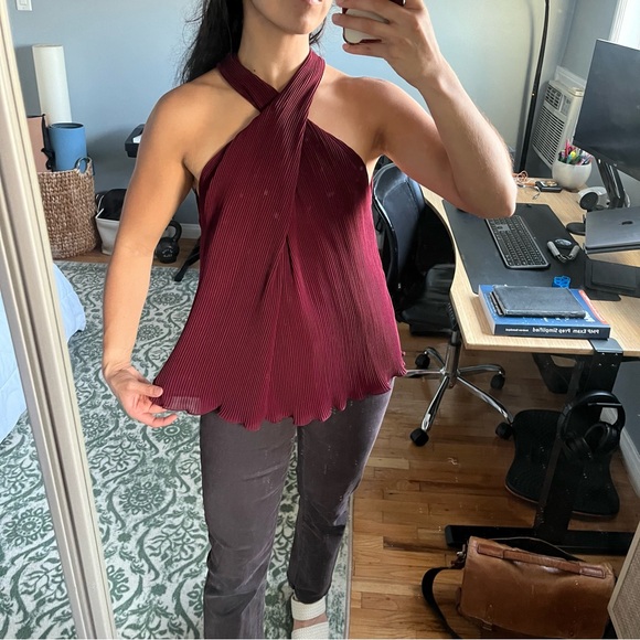 Deep Red Crossed Blouse - Picture 3 of 9